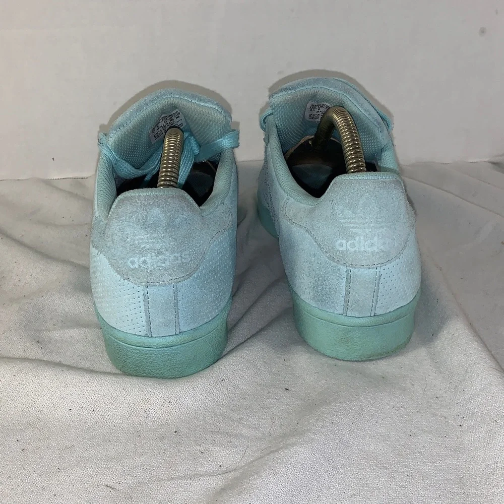 Adidas Mens Superstar RT Suede Shell-Toe Sneakers in Light Aqua
